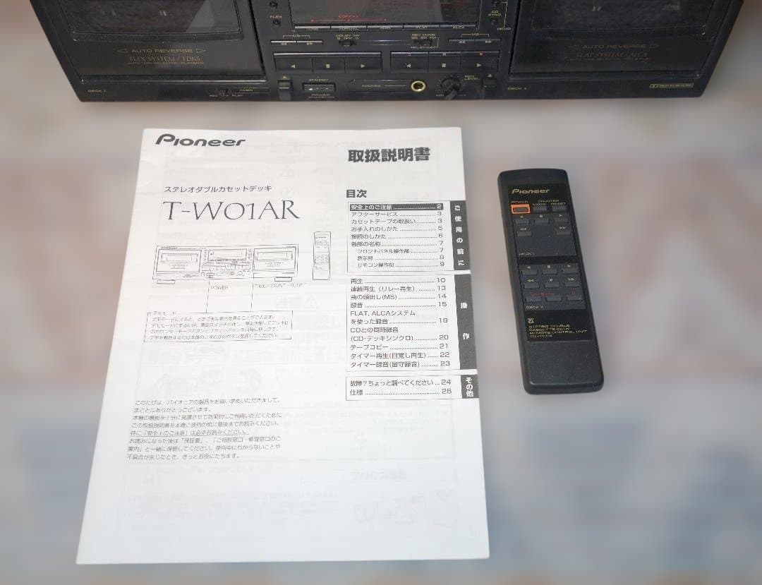 【動作品】パイオニア T-W01AR カセットデッキ【リモコン取説付】