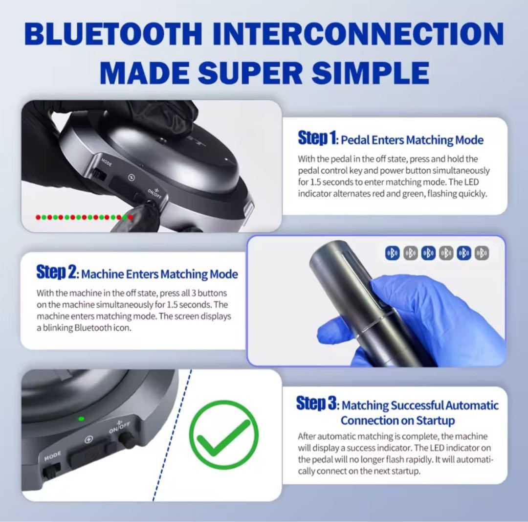 NOir タトゥー ワイヤレス マシン,Bluetooth,フットペダル,4.0