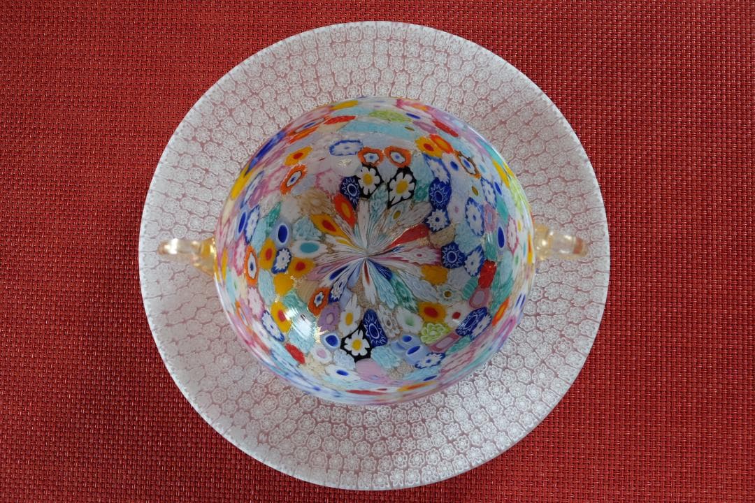 吹きガラス ミルフィオリ 検/プレート/民藝/ワイングラス/舩木倭帆/江波冨士子