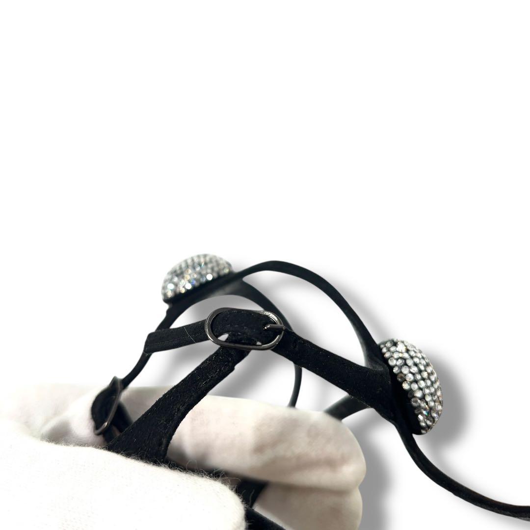 【極美品】クリスチャンルブタン　ビジュー　サンダル　パンプス　黒　スエード