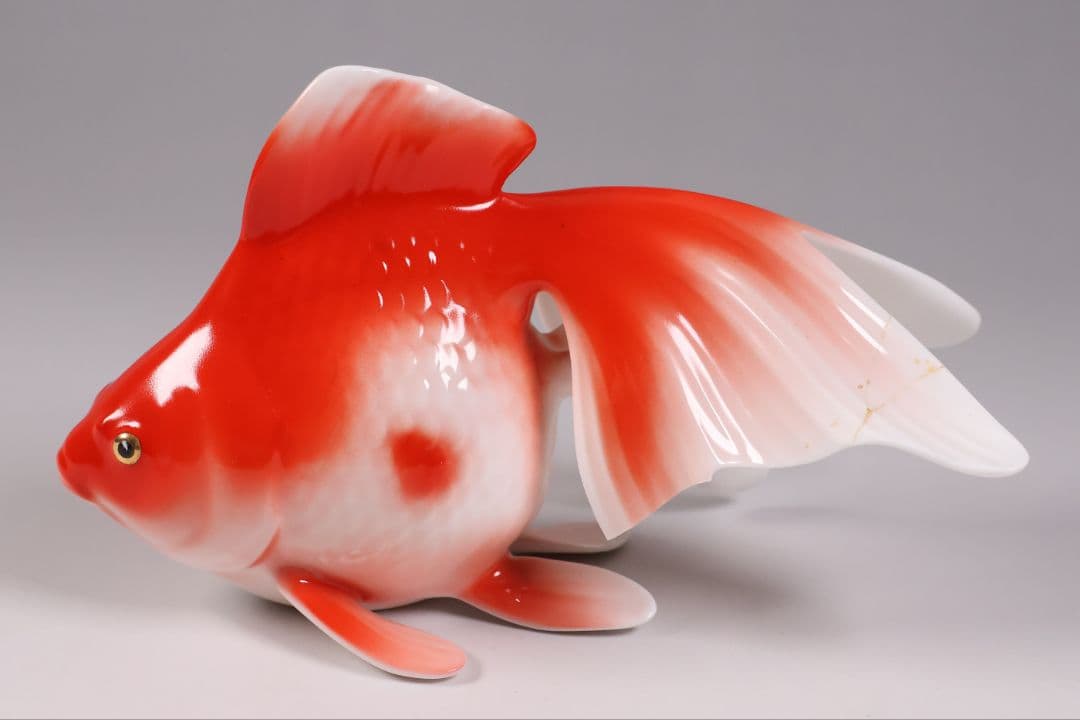 【CM316】ボーンチャイナ 金魚 置物 一点イタミありオマケ ノリタケ