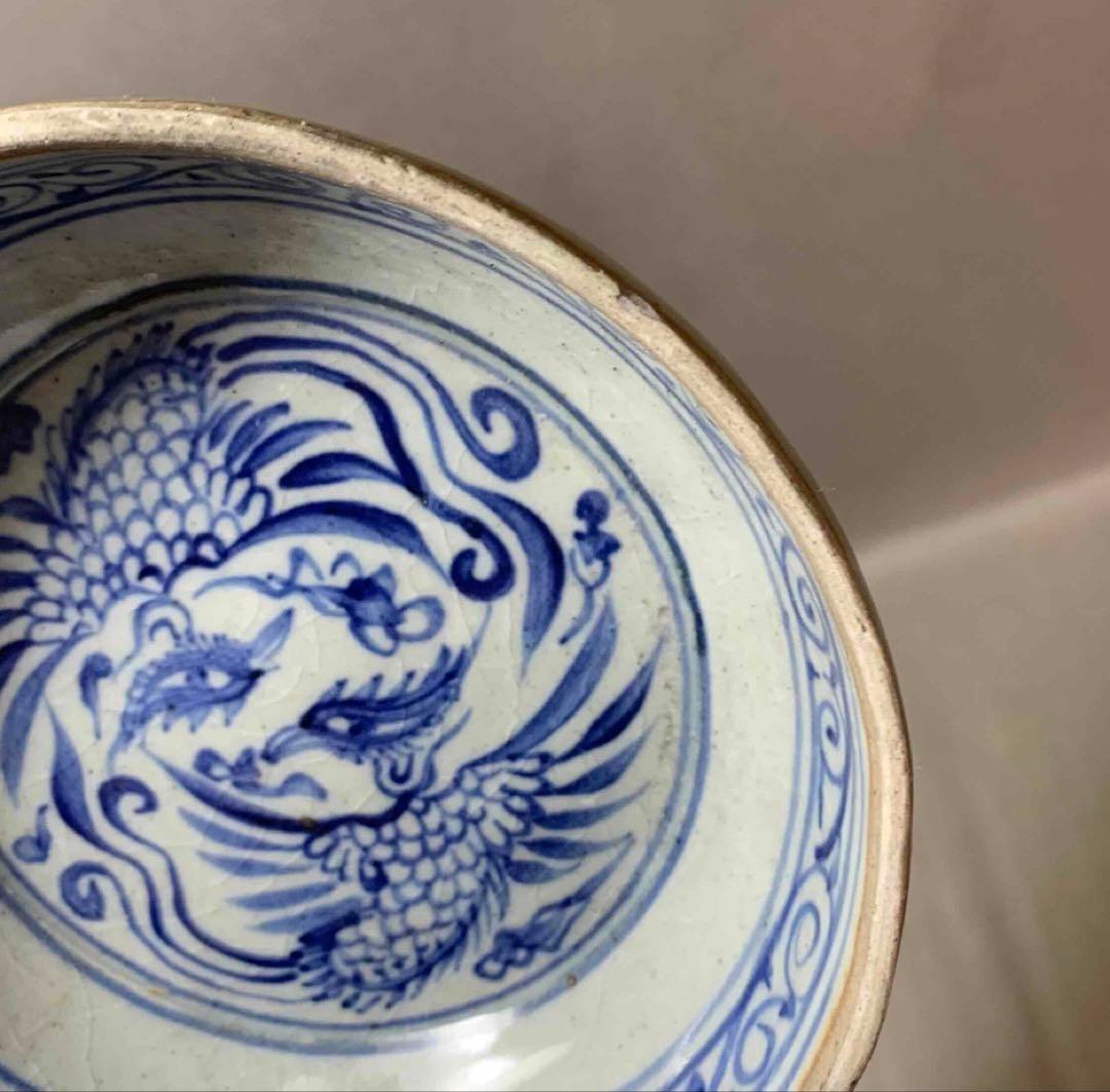 中国 染付鳳凰絵片口　f2250903