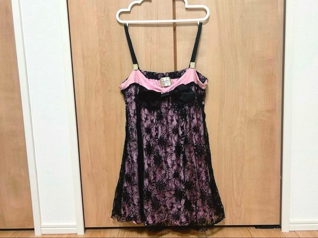 GOLDS♡リボンブローチ付き♡総レース♡肩紐ビジュープレート♡キャミトップス