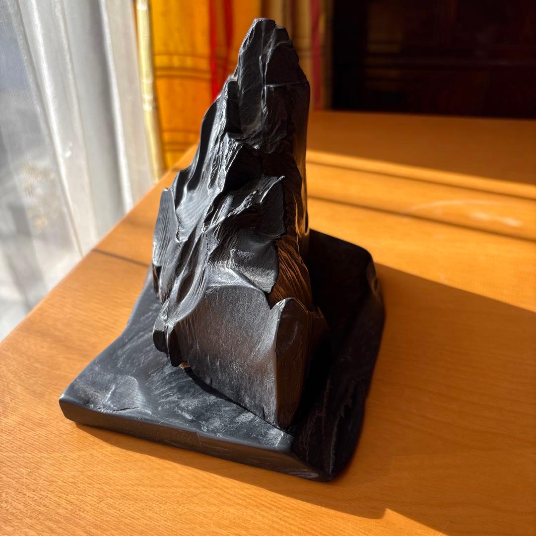 那智黒石 台座付 原石 鑑賞石 天然石 約3.3kg