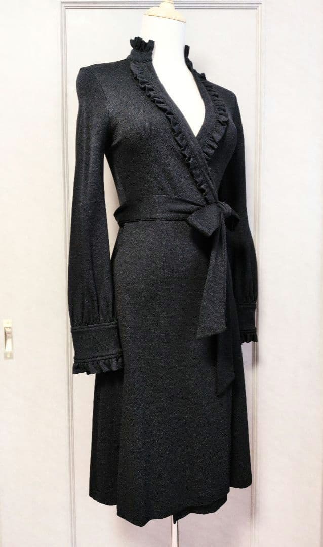 【DIANE von FURSTENBERG】ブラック ウール ラップドレス☆