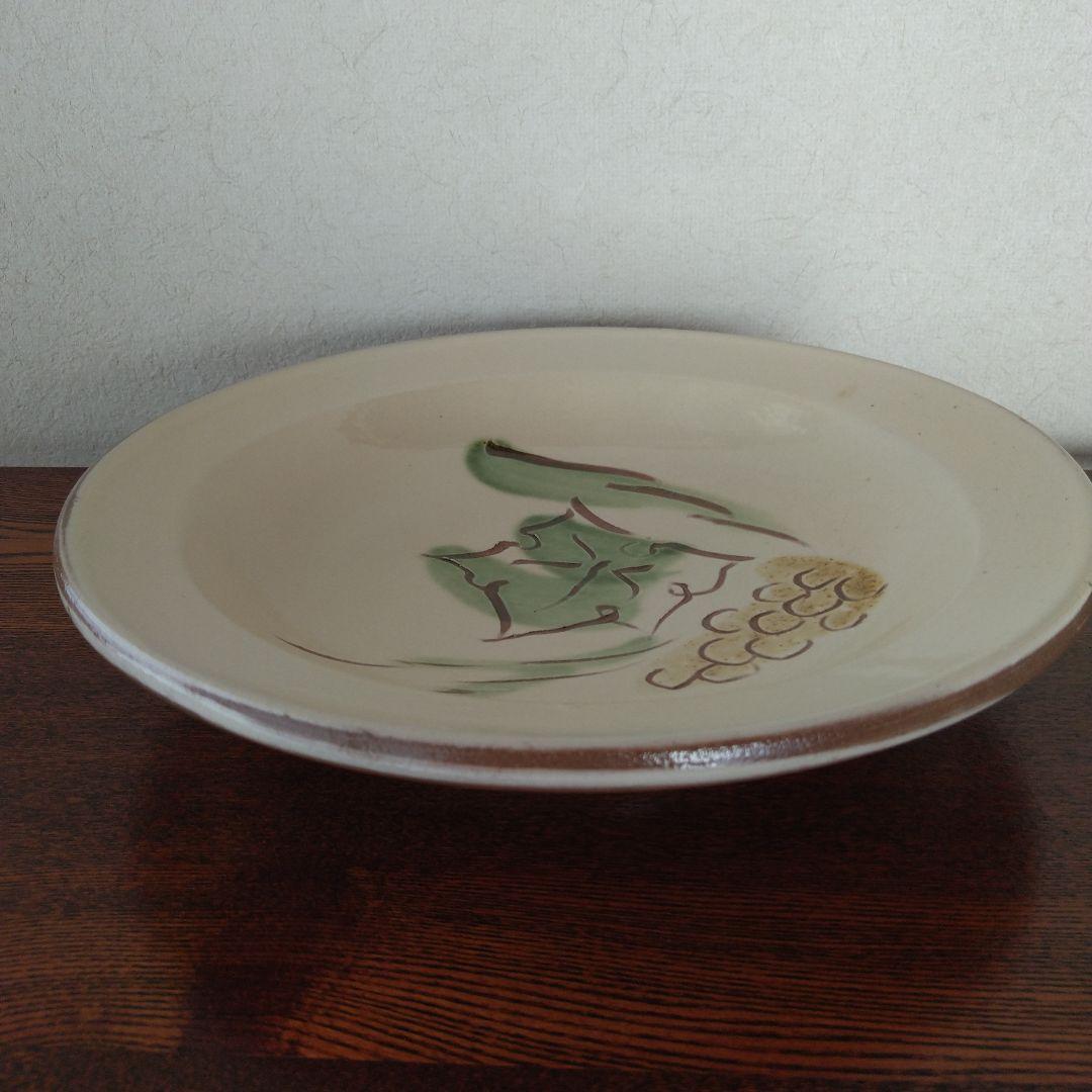 布志名焼　湯町窯　葡萄図飾皿 (30cm大皿)　福間琇士