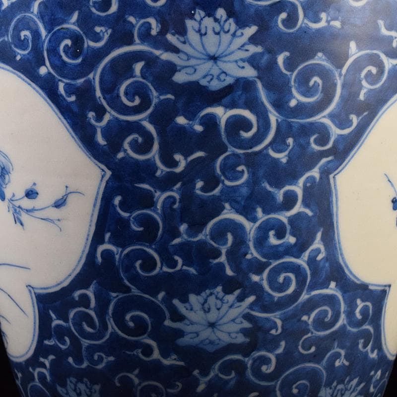 瀬戸焼　古瀬戸　青磁染付　四君子文　花瓶　高さ約30㎝　D　R7683B