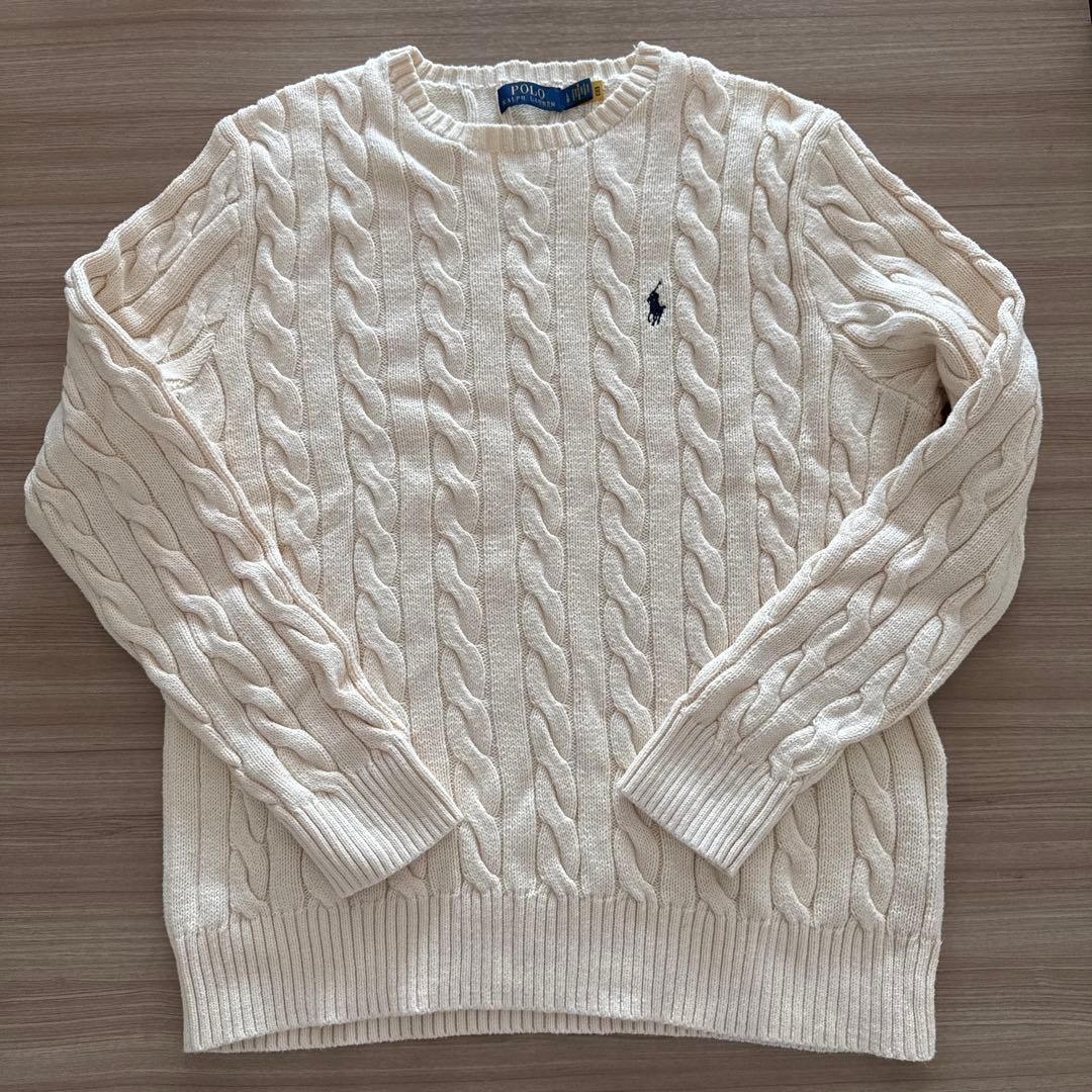 POLO RALPH LAURENアイボリーケーブルニットメンズLG