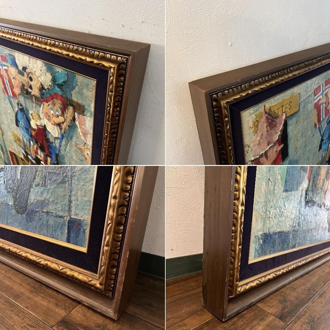 k002r114 額装油彩画 栗家功「人形の窓」50号F型 大型 額縁 ピノキオ