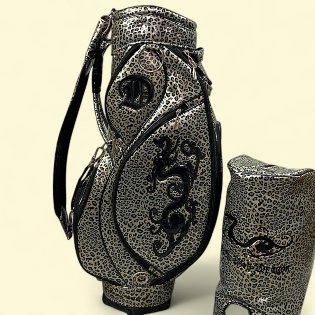 ダンスウィズドラゴン エナメルレオパード キャディバッグ ゴールド系 9型5分割