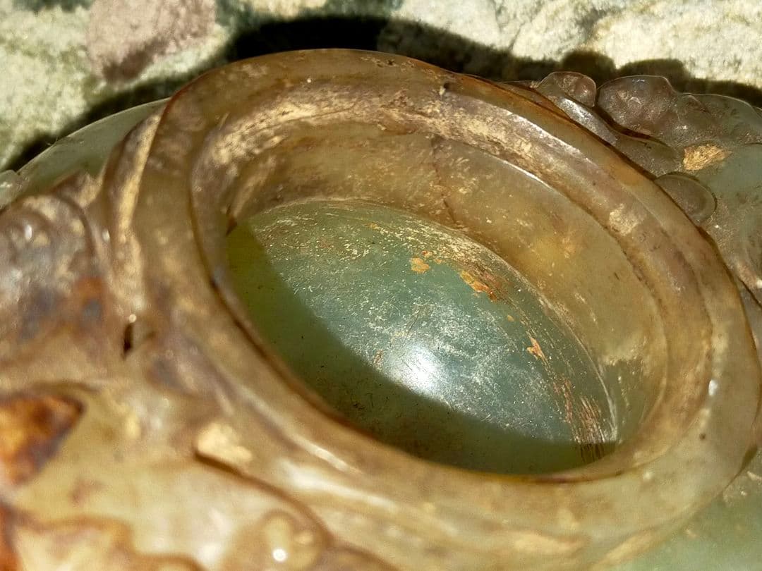 ♥値下げ！♥玉石♥　獅子　香炉　緑石　翡翠　骨董　古玩