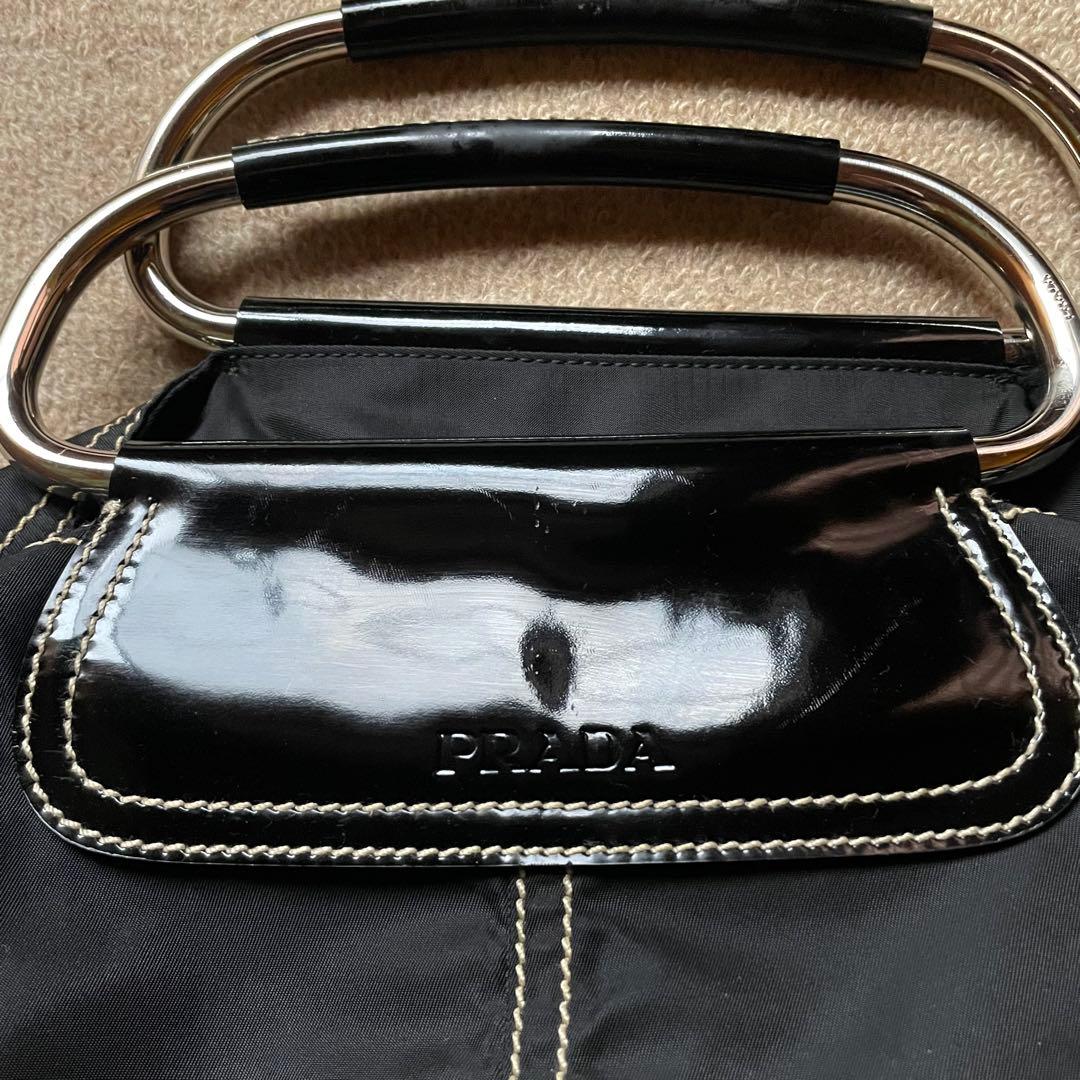 PRADA プラダ ボストンバック ハンドバッグbag 黒 エナメル