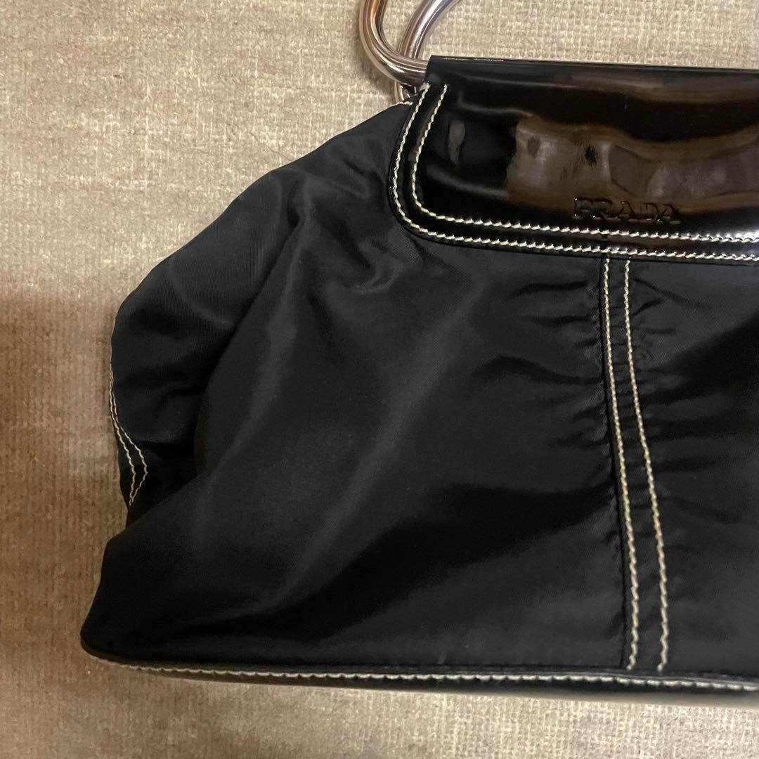 PRADA プラダ ボストンバック ハンドバッグbag 黒 エナメル
