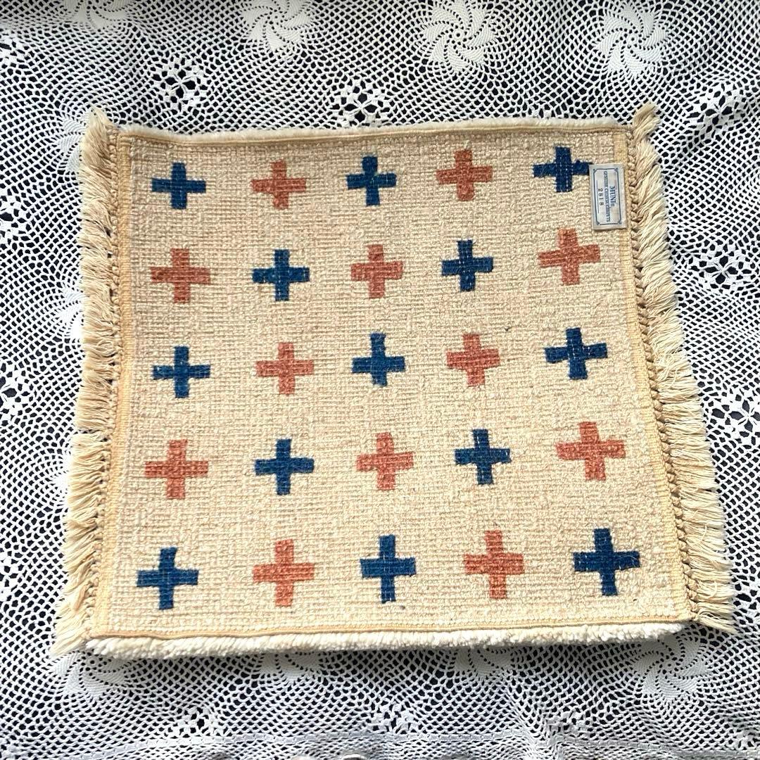 MUNI 十字模様 フリンジ付きチェアラグ5枚セット バラ売り不可