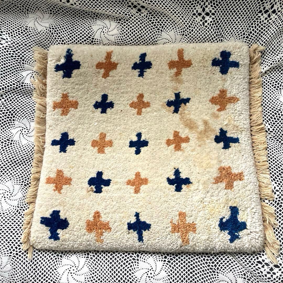 MUNI 十字模様 フリンジ付きチェアラグ5枚セット バラ売り不可