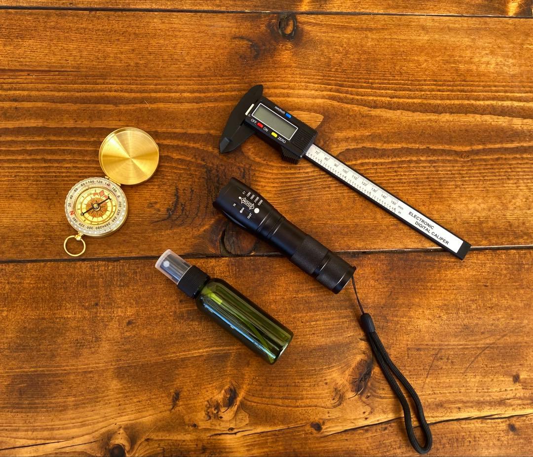 クワガタ採集セット　ブラック　オリジナル掻き出し棒　デジタルノギス　採集ケース