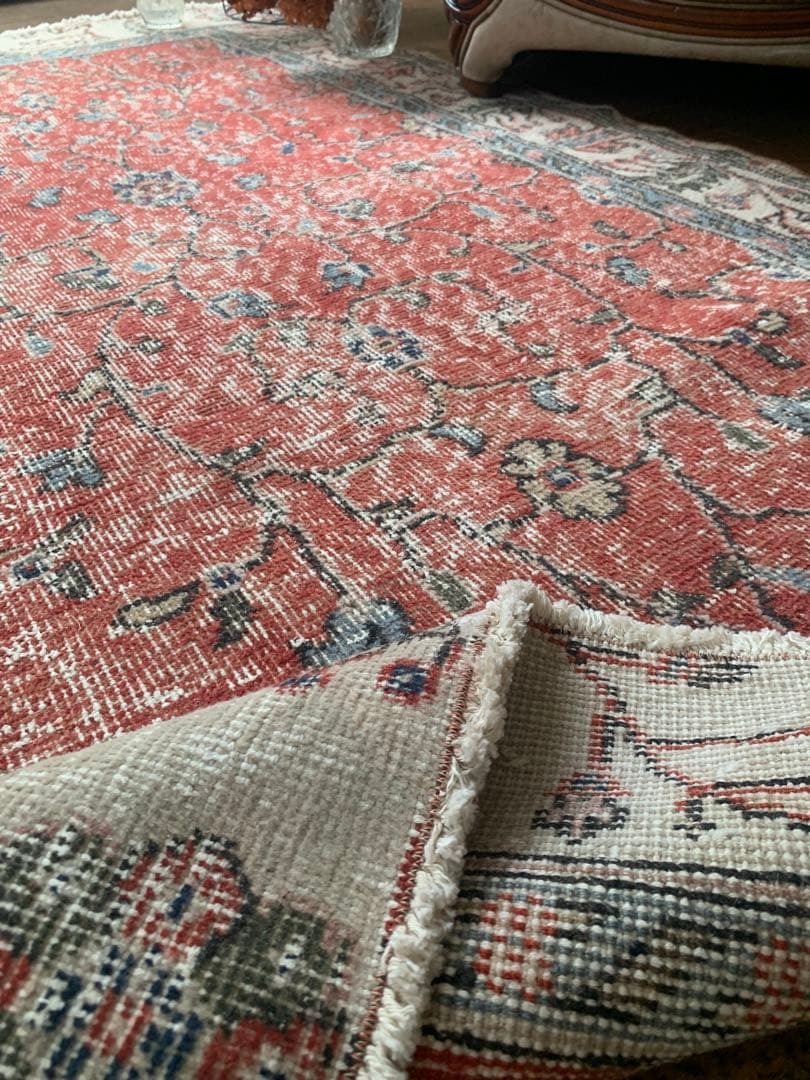Mao　トルコラグ　シャビーレッド 194×112 トルコヴィンテージラグ