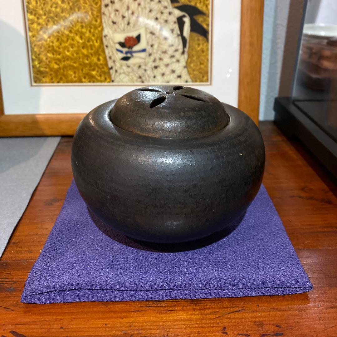 香炉　金箔　唐金　落款刻印あり