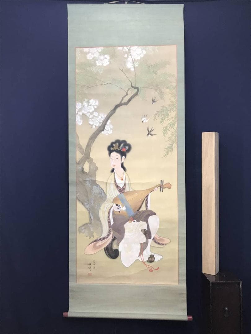 【真作】大暉/唐美人/梅の妖精/美人図/美人画/掛軸/名家伝来/AC-257