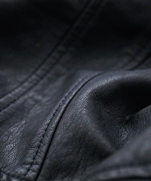 Fashion Letter レザーシングルライダースジャケット