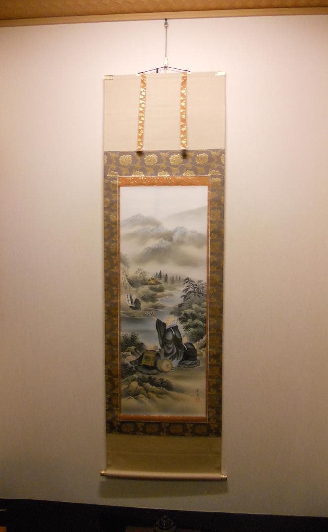 掛け軸 聖雲 川越名号 南無阿弥陀仏 絹本 仏事 法事 法要 希少 掛軸 美品