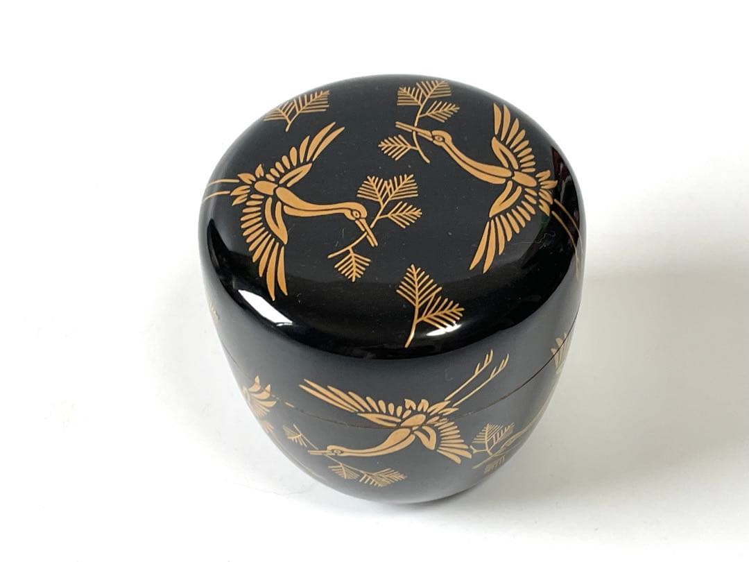 漆芸　漆塗　塗師　畑幸春　松食鶴　松喰鶴　蒔絵　棗　なつめ　共箱