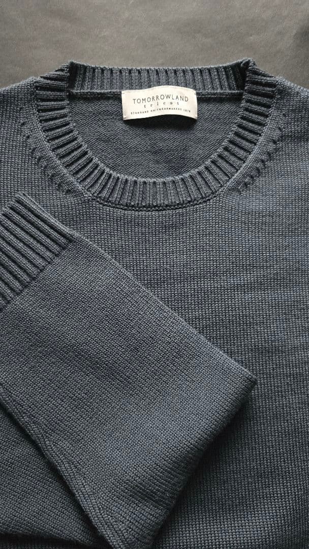 TOMORROWLAND グレー クルーネックウールニット トゥモローランド