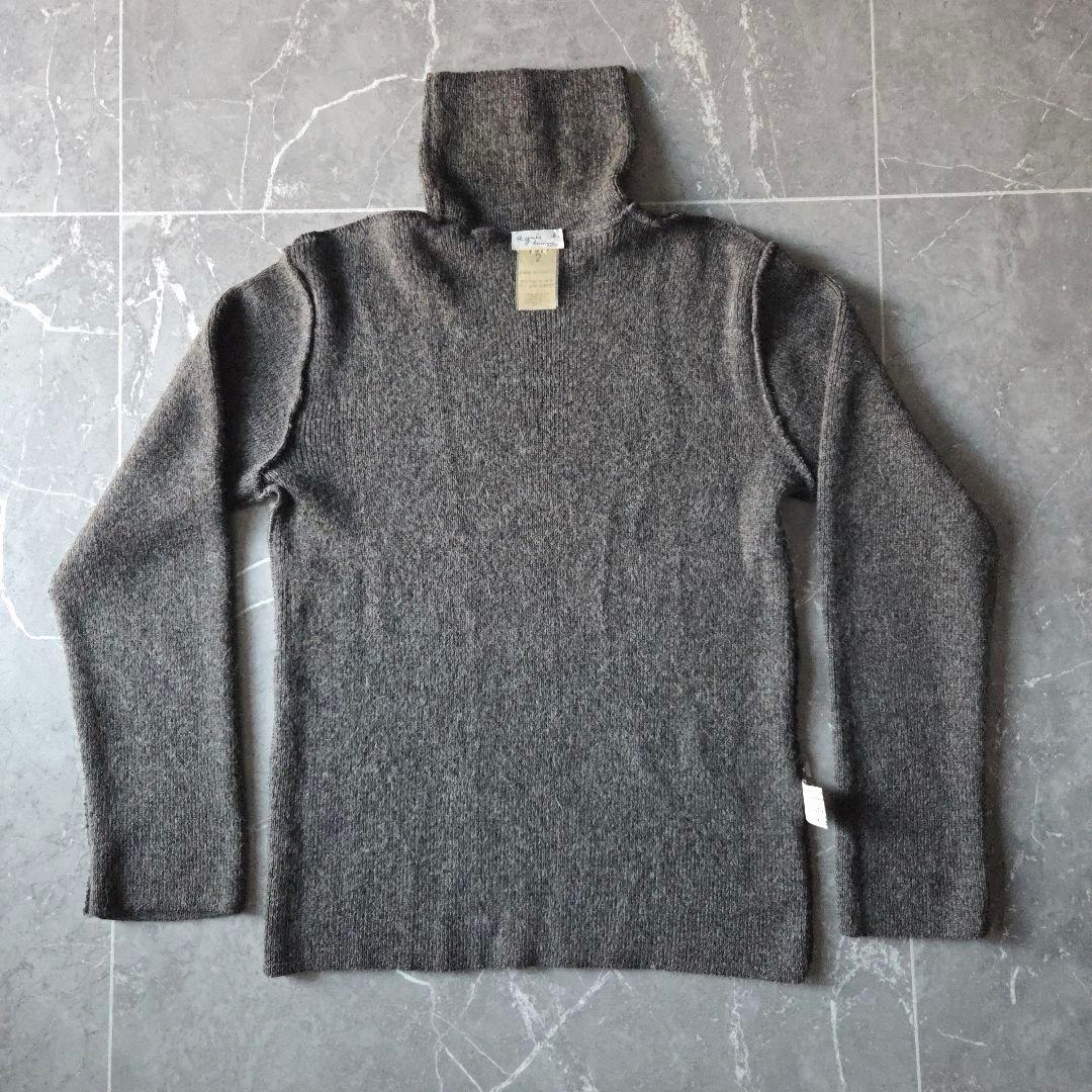 ​希少 仏製 アニエスベーオム タートルネックニット 2 グレー ベビーアルパカ
