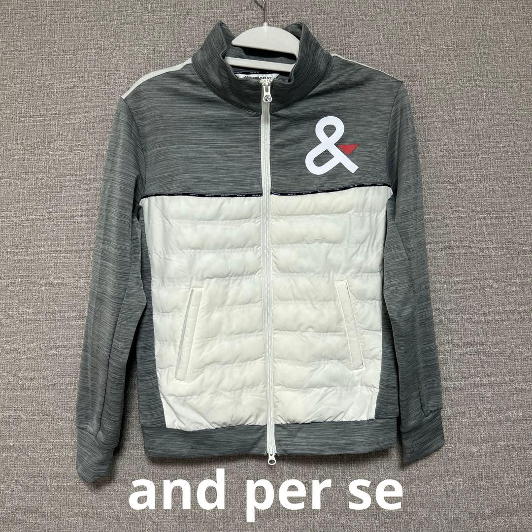 ★超美品★and per se ゴルフアウター　グレー×オフホワイト M 防寒服
