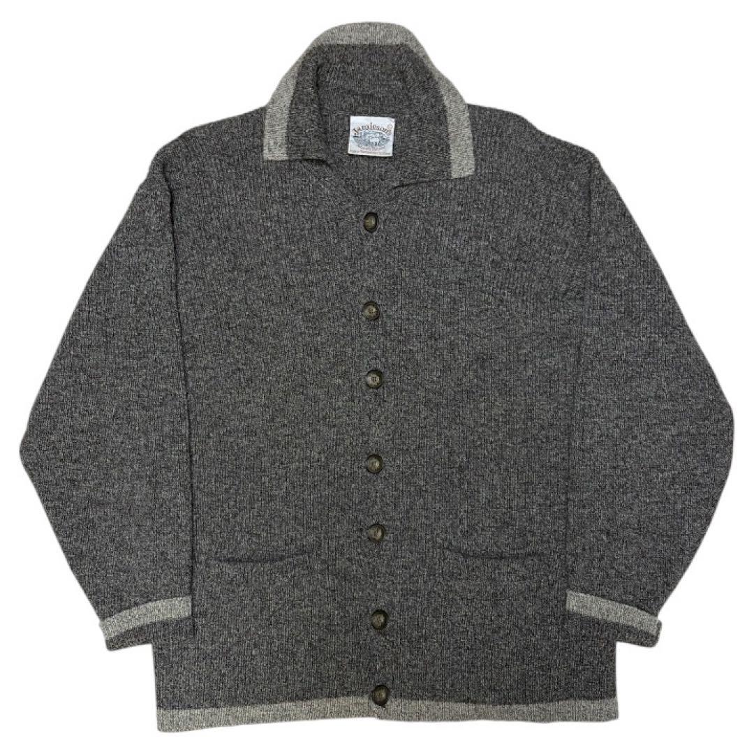 JAMIESON'S スコットランド製　グレー 襟付きカーディガン L