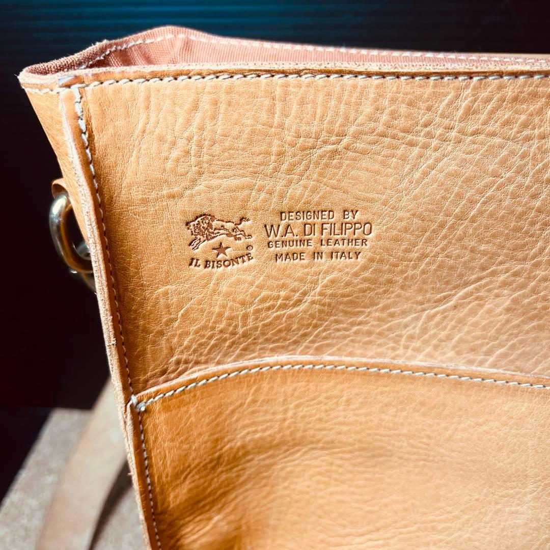 ILBiSONTEレザー本革メンズ2wayショルダーハンドバッグ／ブラウン