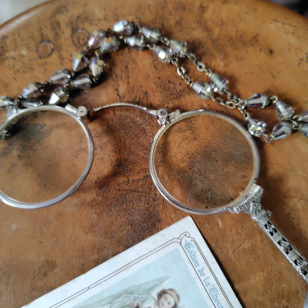 ルーペ付き　アンティークロザリオネックレス　匿名配送