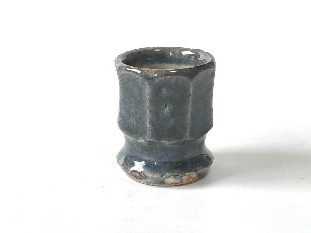 陶芸家　河井寛次郎　？　呉須　面取　盃　ぐい呑　酒器　脚付盃　瑠璃