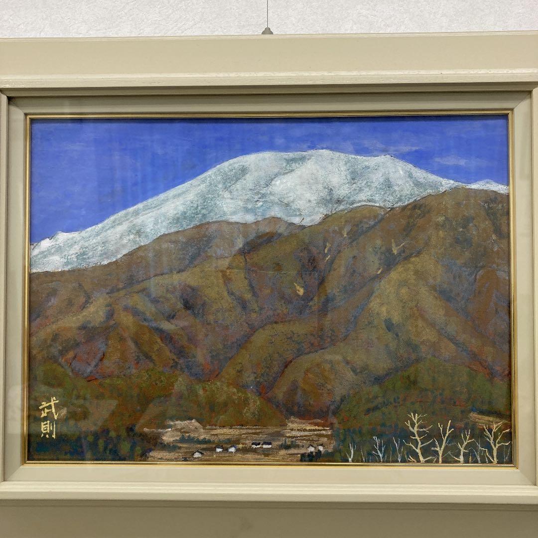 日本画　恵那山　冬