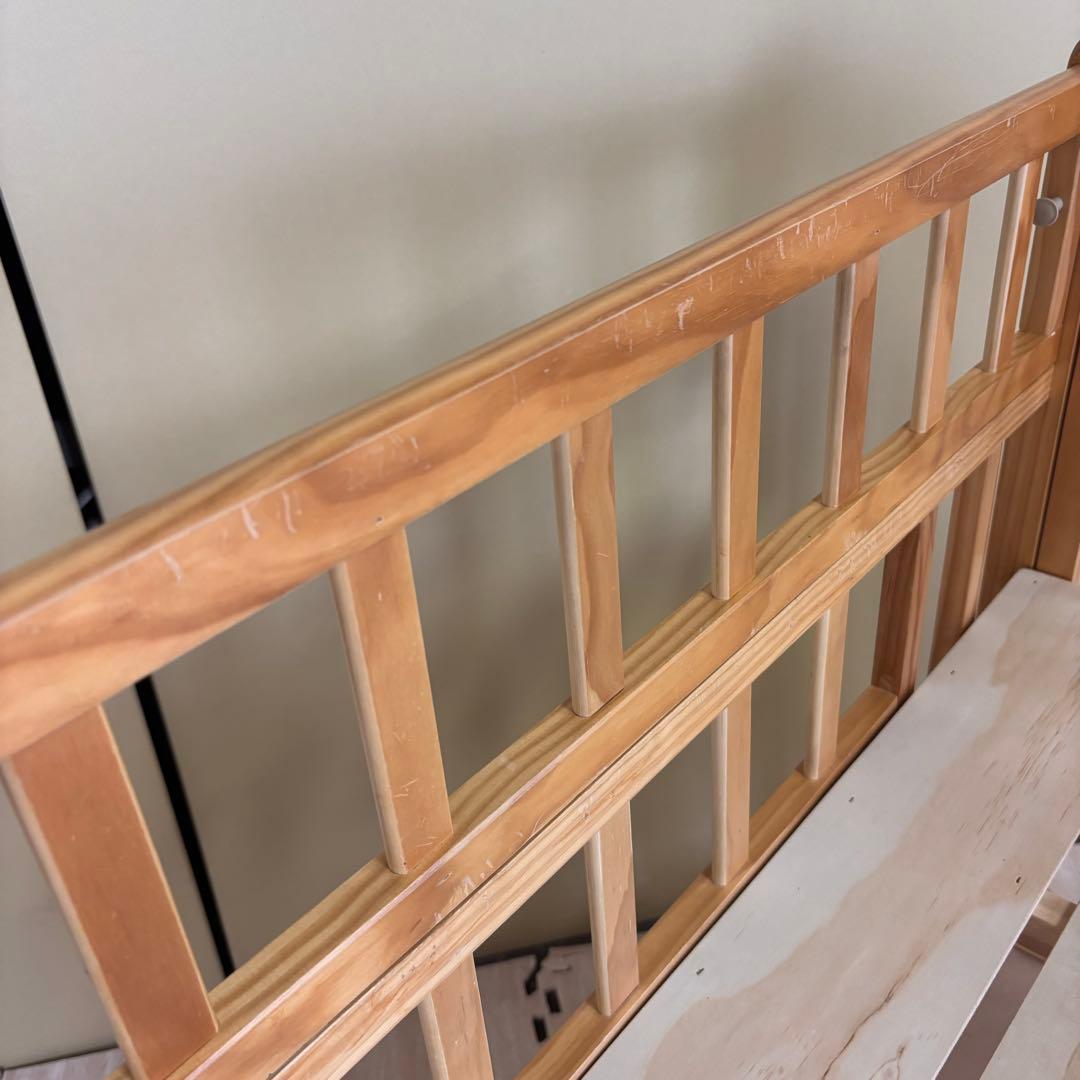 ☆除菌清掃済☆大和屋　折りたたみベビーベットFL　ナチュラル　すのこ　ハイタイプ