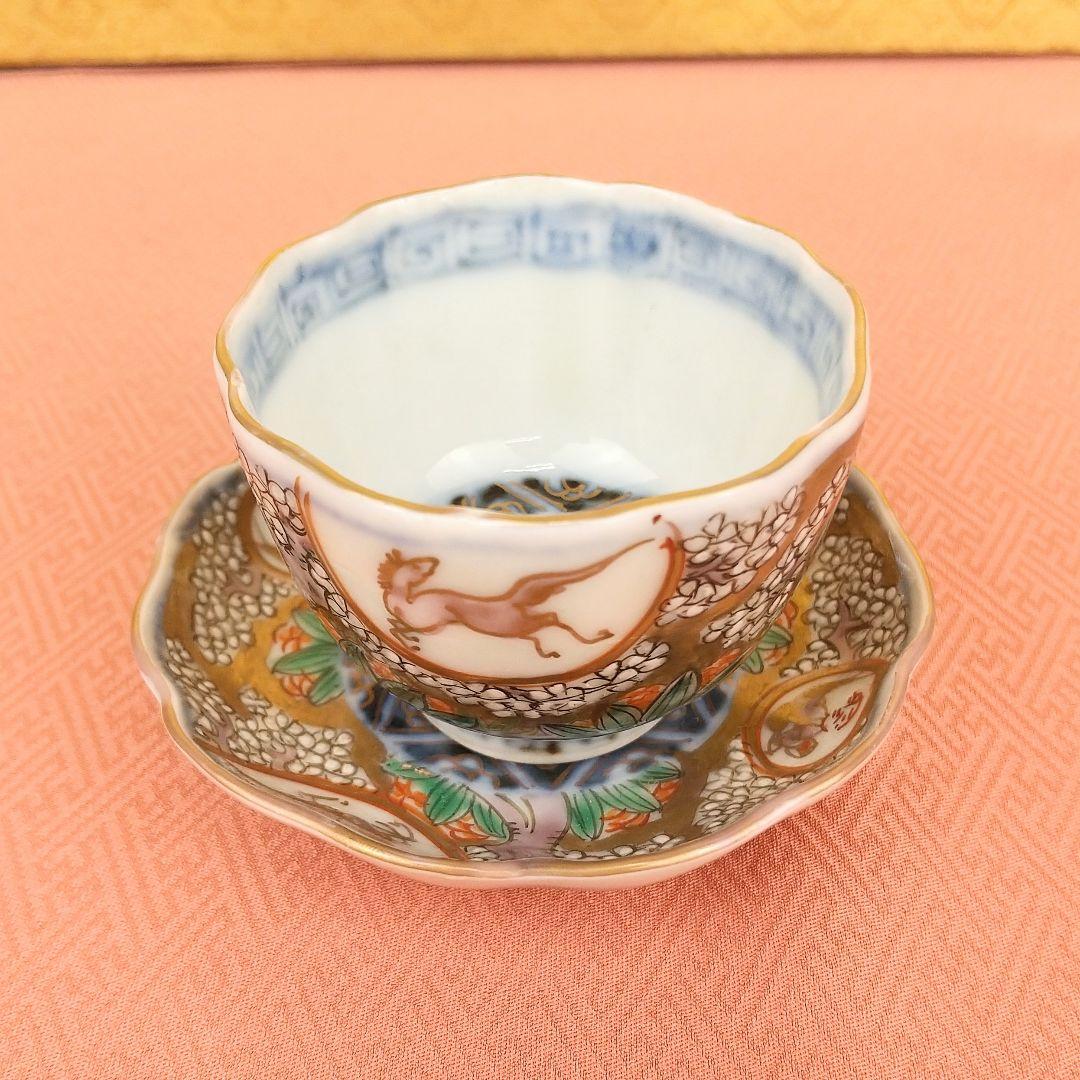 【お値下げしました！】古伊万里　色絵桜馬覗豆皿セット