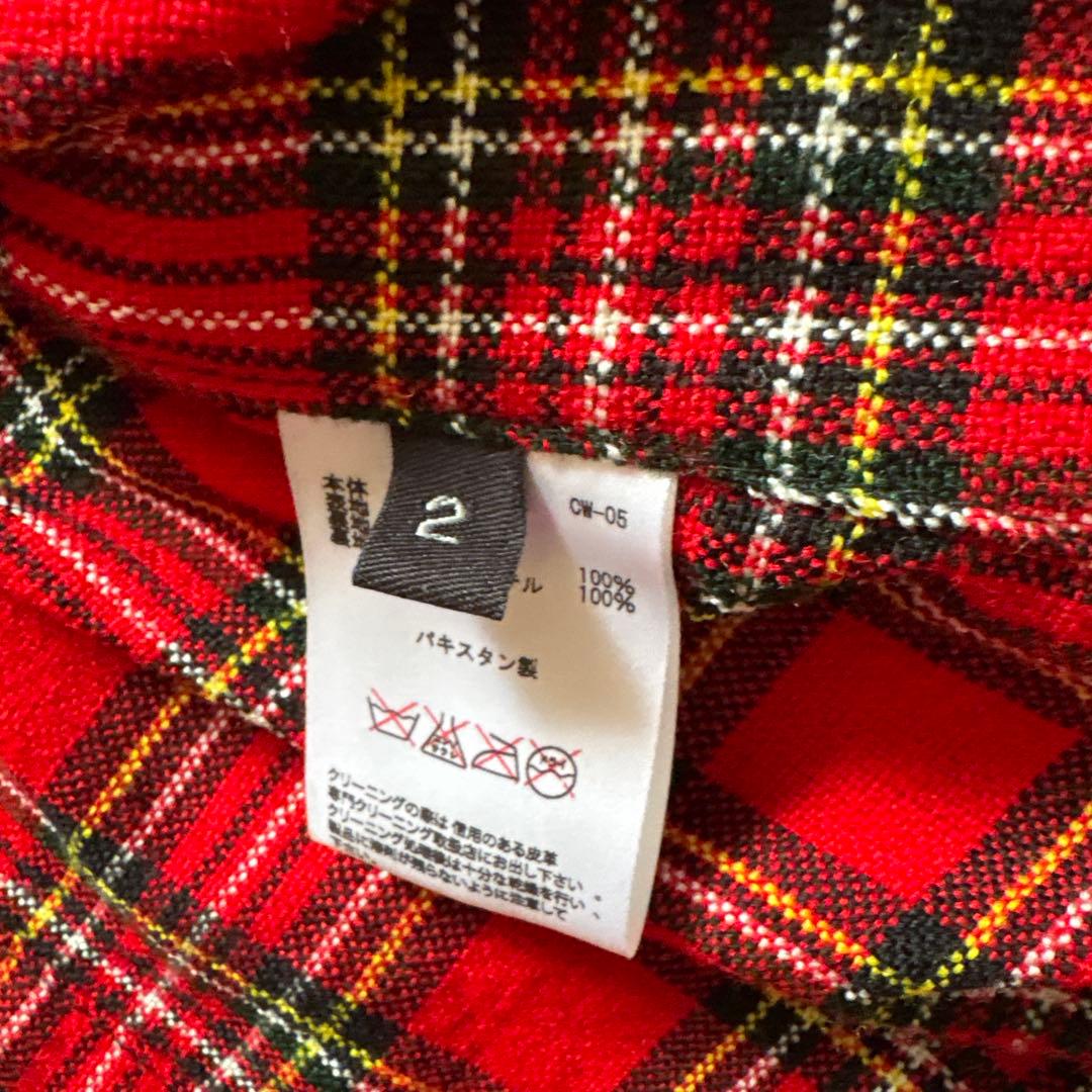 未使用級⭐️リューグーレザーズ ライダース　黒　牛革　裏地チェック赤　サイズ2