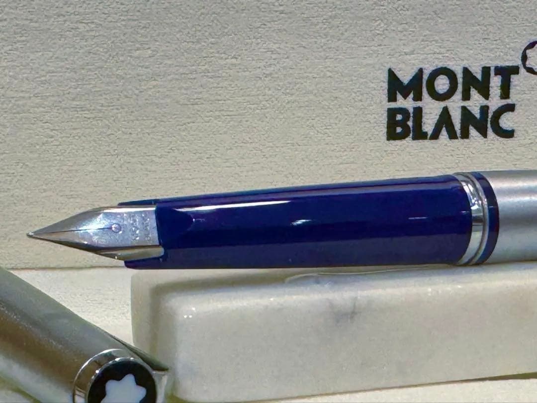 【美品】モンブラン No300 万年筆シルバー&ブルー