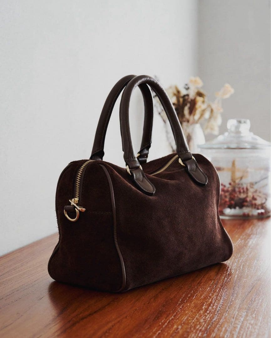 russet ラシット スエード2WAYミニボストンバッグ ダークブラウン