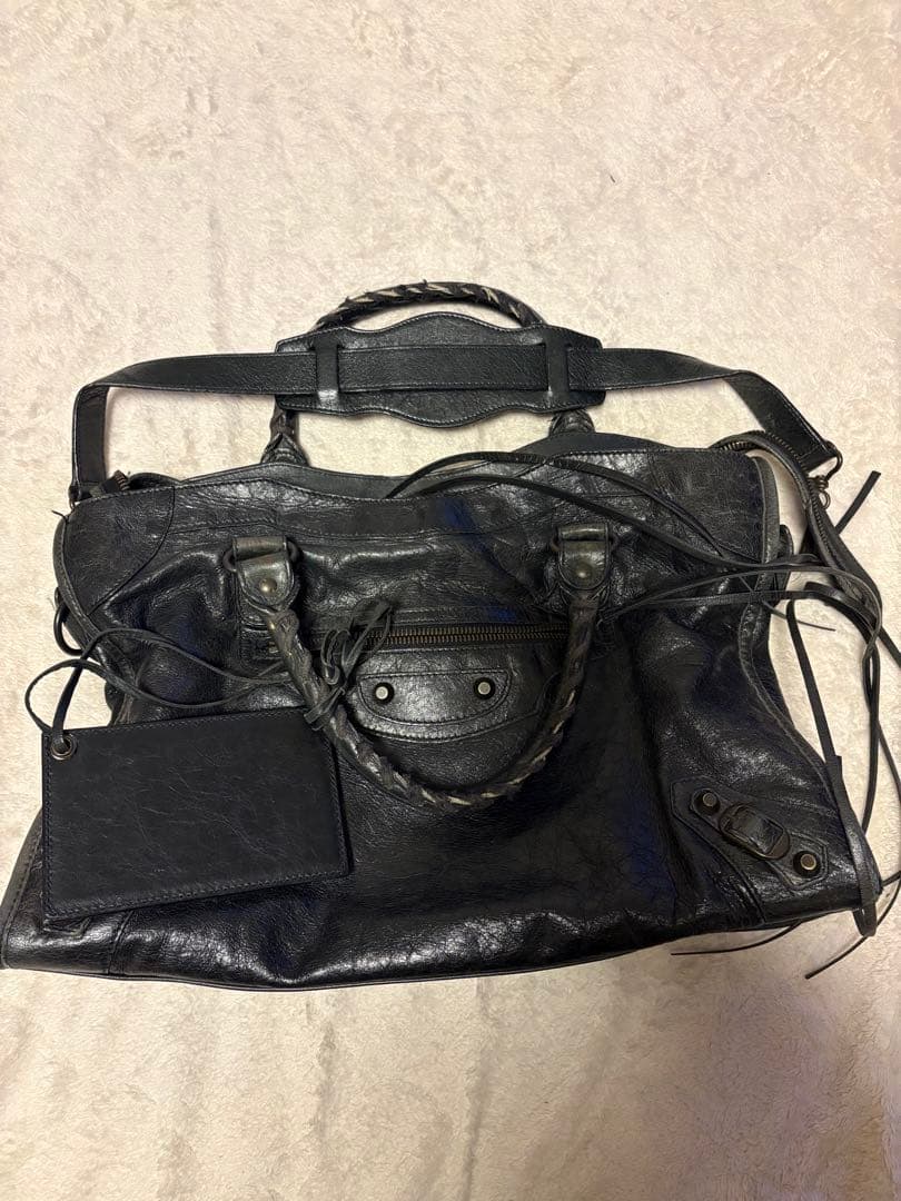 バレンシアガ ブラックレザー ハンドバッグ