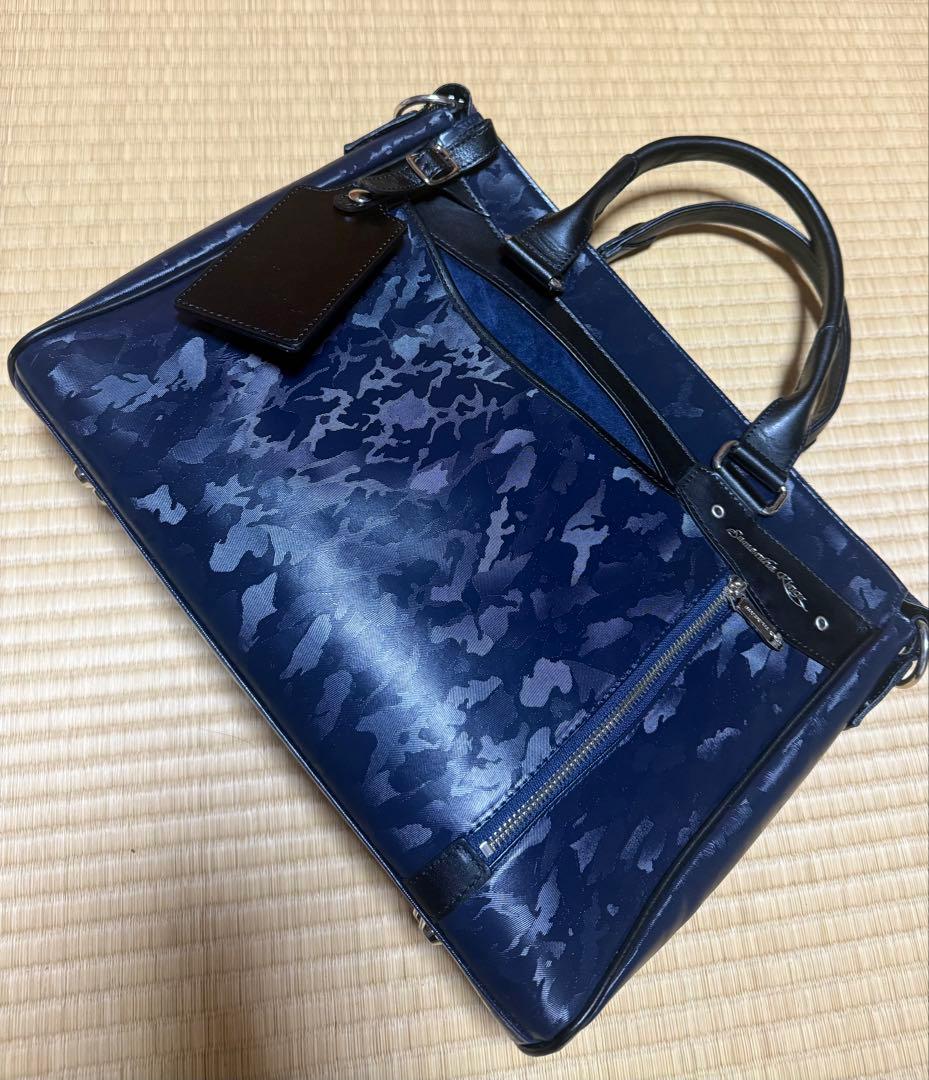 サマンサキングズ ブレイン ビジネスバッグ ネイビー カモ柄 レザー