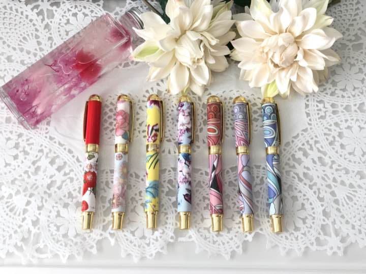 ボールペン レース エレガント ピンク ブラック グレー 文房具 ハンドメイド