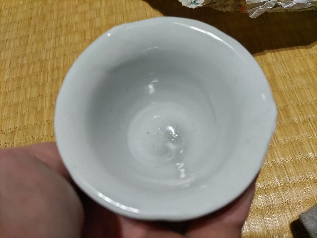 古伊万里　初期様式　広東型　そば猪口　菊絵　生掛け・厚底