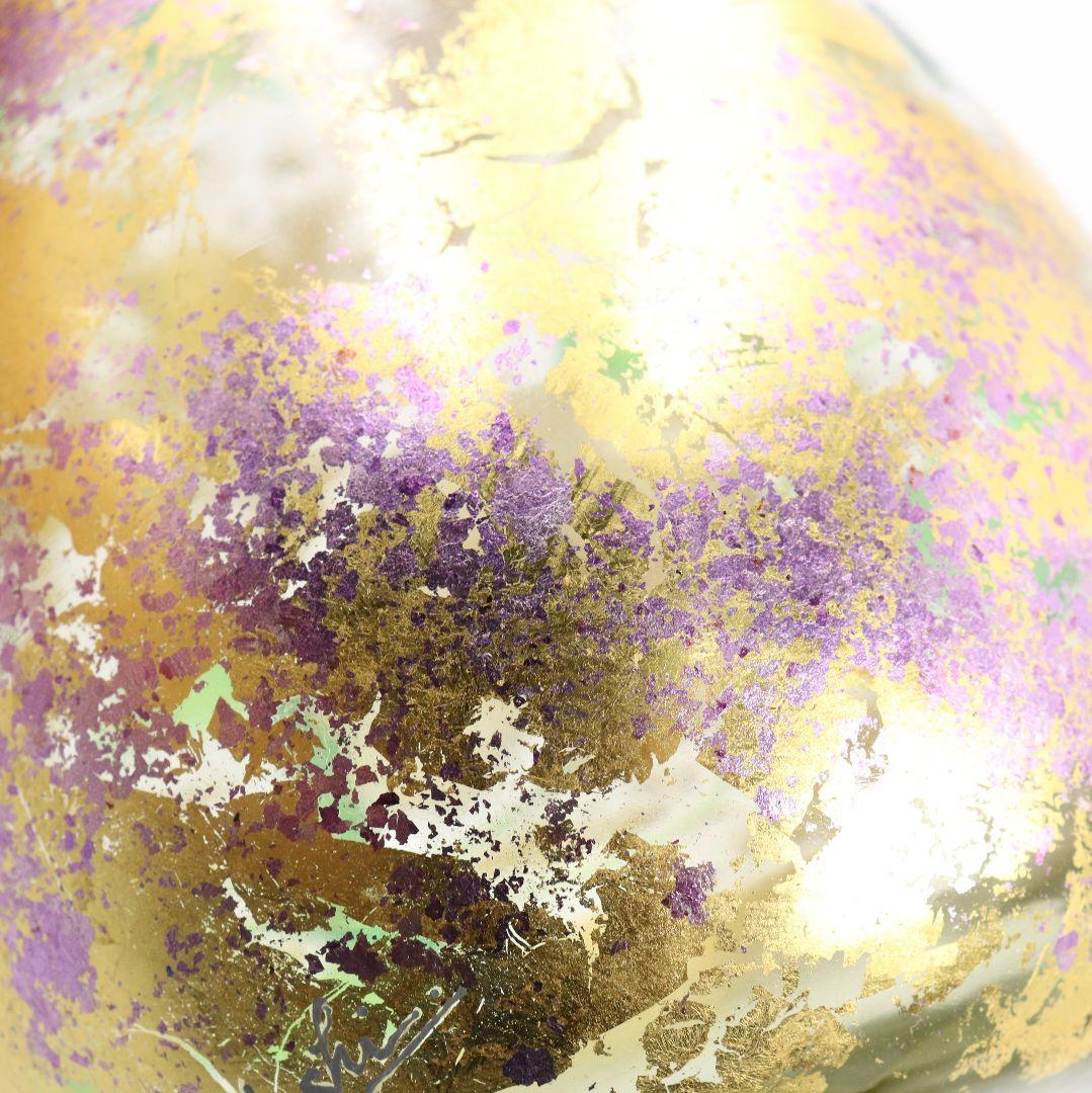 寺田正作 伽羅須装飾画 澂 ガラス トルコキキョウ 在銘 共箱　V517　DC1