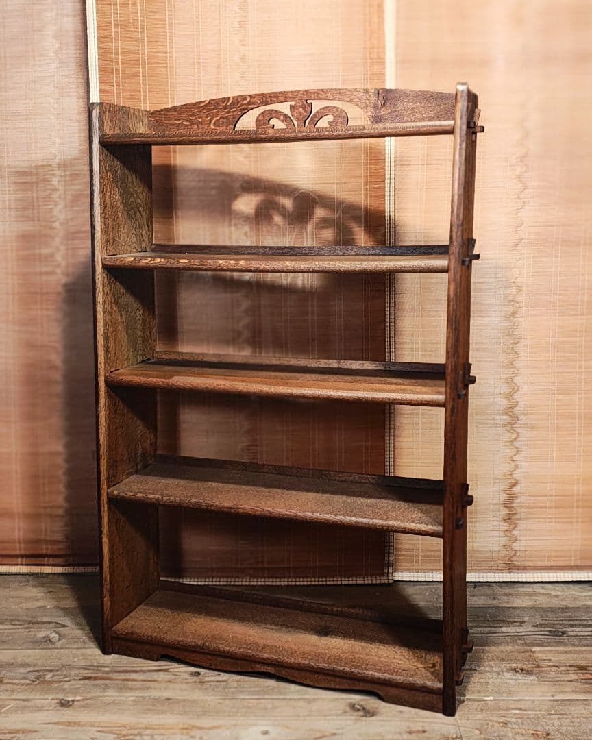 楔5段本棚　木製棚　オープンラック　昭和レトロ　古家具