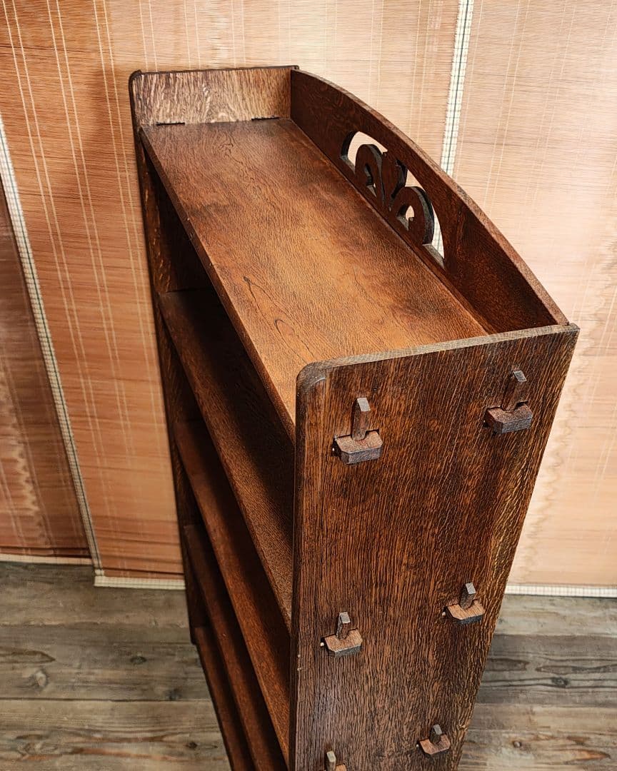 楔5段本棚　木製棚　オープンラック　昭和レトロ　古家具