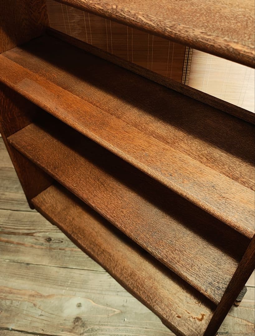 楔5段本棚　木製棚　オープンラック　昭和レトロ　古家具