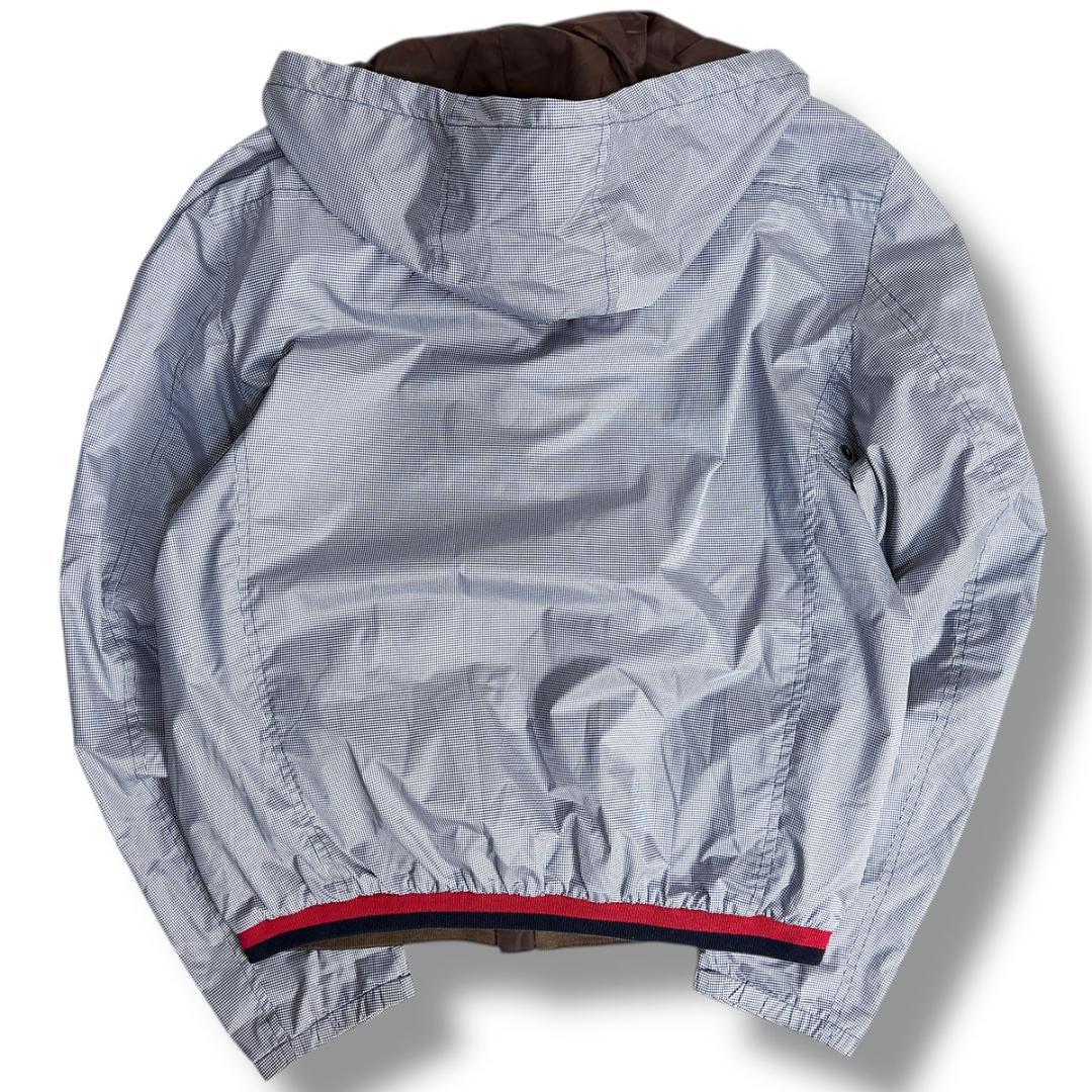 J5042 美品 グッチ ギンガムチェック マウンテンパーカー ブルー系 52