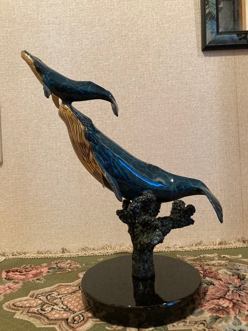 【美品・作品保証書有り】クリスチャン・リース・ラッセン　クジラの彫刻