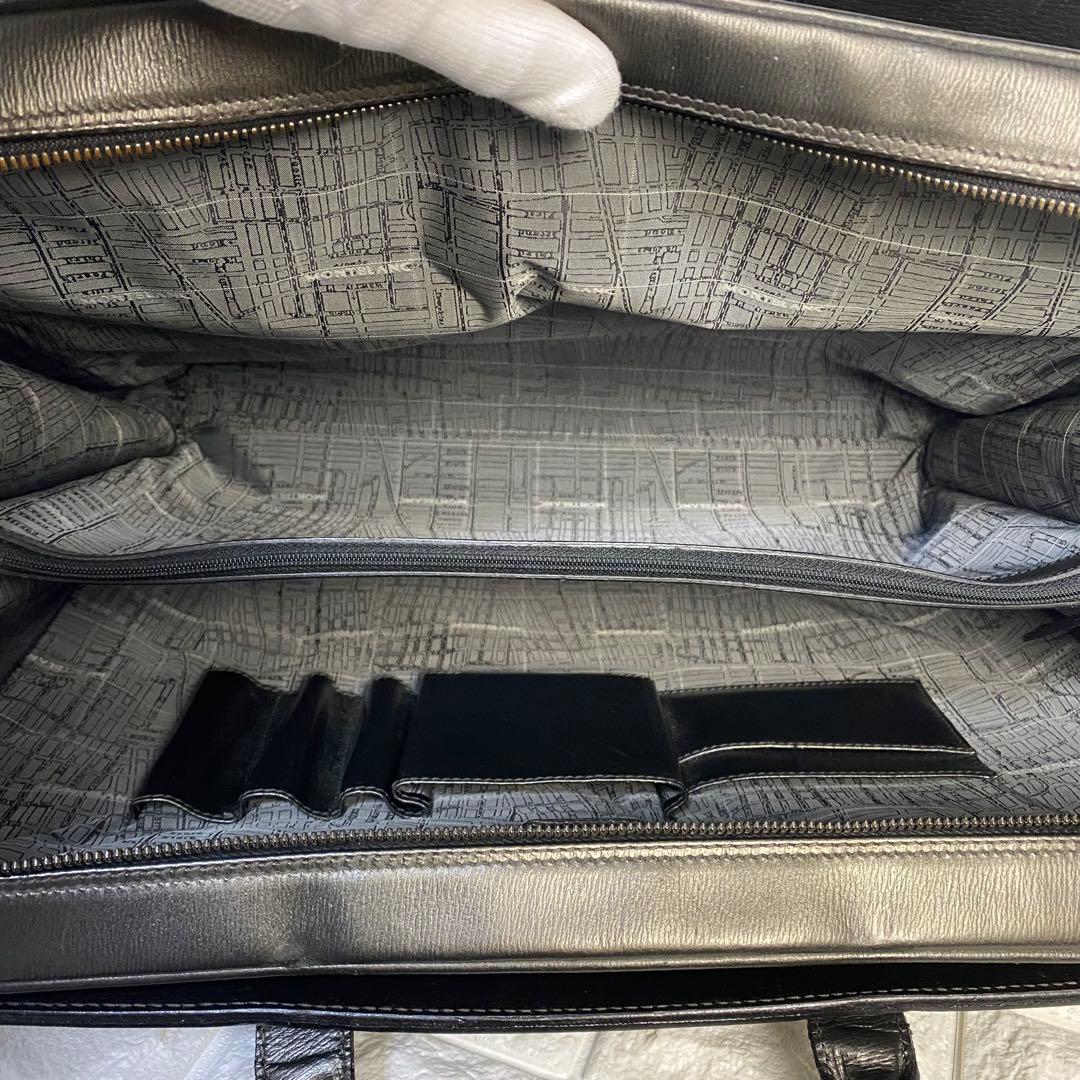 モンブラン　ビジネスバッグ　オールレザー　ロゴ　ダークグレー　MB09296